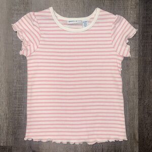 💞 New Baby Girl Size 24 Months Pink & White Striped Tee Shirt